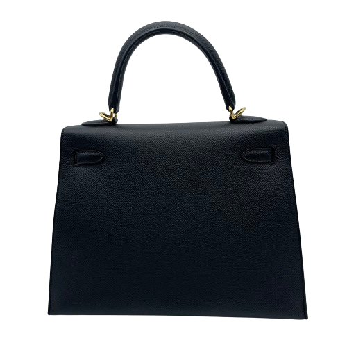 Pre-Owned [Cash Price] Hermes Kelly 25 Noir Epson Gold Hardware B Engraved