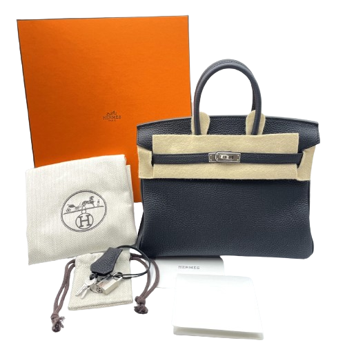 [現金價格]愛馬仕·伯金（Hermes Birkin）25黑色多哥銀色配件W刻有