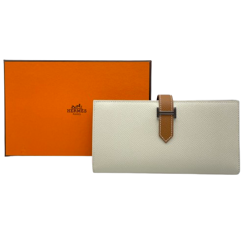 [Cash Special Price] Hermes Bean Souffle Cre x Gold Silver Fittings U Engraved