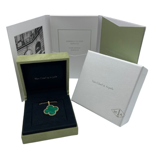 Pre-Owned [List price or less] Van Cleef & Arpels Magic Alhambra Long Necklace 1 Motif VCAR03MG00 18K Yellow Gold Malachite