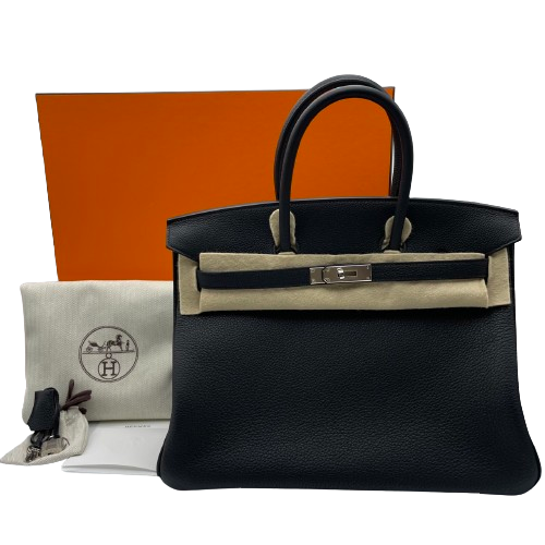 Pre-Owned Hermes Birkin 35 Noir Togo Silver Metal Fittings W Engraved