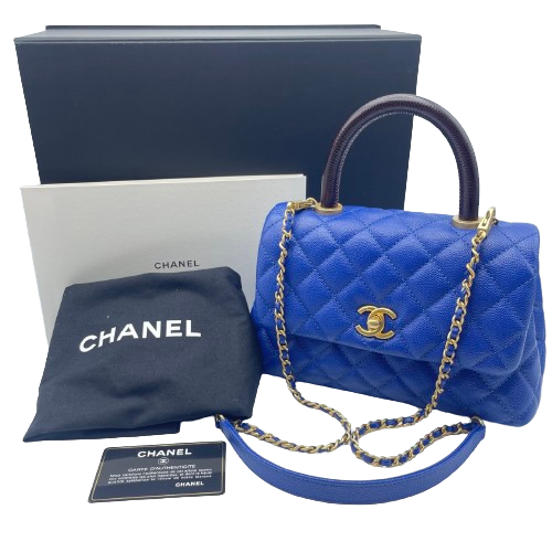 Chanel Coco Handle 鱼子酱皮肤蓝色
