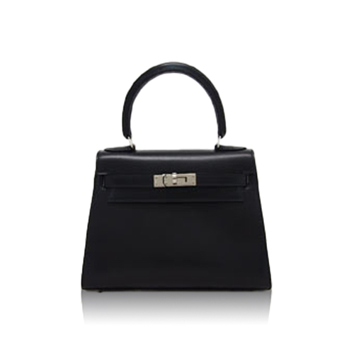 Hermes Kelly 20（迷你凯莉包）黑盒小牛皮 银色五金