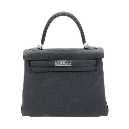 Hermes Kelly 25 Noir Togo 银色五金件 B 雕刻