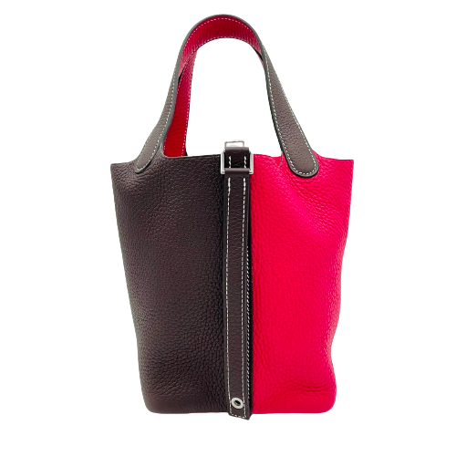 Pre-Owned Hermes Picotin Rock PM Torillon Clemence Rouge Serie/Framboise Z engraved