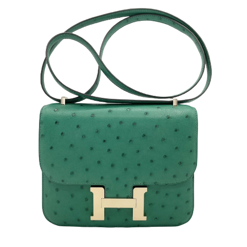[현금 특별 가격] Hermes Constance Mini 타조 금 하드웨어 B 새겨 져