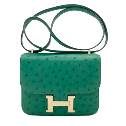 [현금 특별 가격] Hermes Constance Mini 타조 금 하드웨어 B 새겨 져