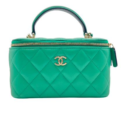 CHANEL Lambskin Matelasse Vanity Back Chain Shoulder Bicolor