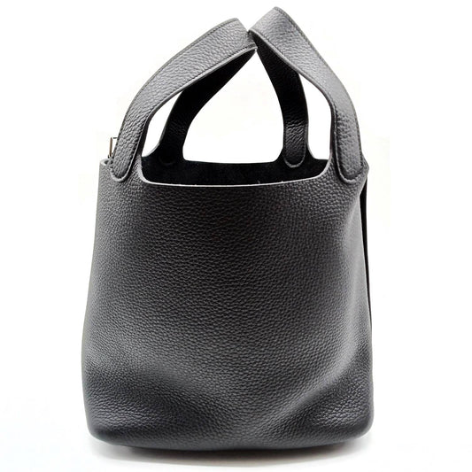 Pre-Owned Hermes Picotin Rock MM Noir Torillon Clemence Silver Fittings B Engraved