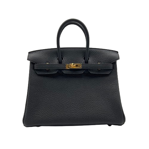 Hermes Birkin 25 Noir Togo Gold Hardware B가 새겨 져 있습니다