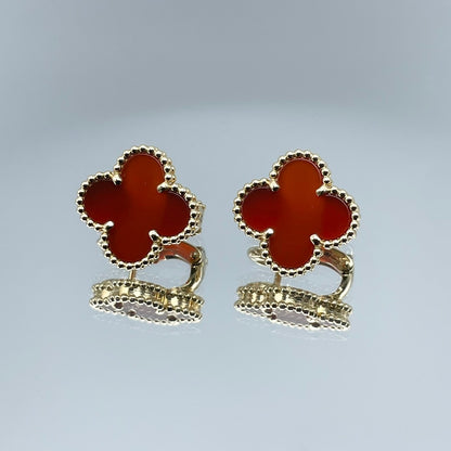 [Sold at below regular price] Van Cleef & Arpels Alhambra Yellow Gold Carnelian Earrings