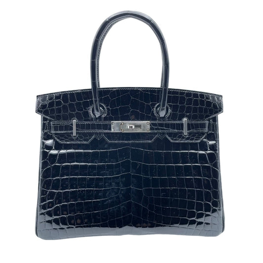 [售出的價格明顯低於常規價格！]呢Hermes Birkin 30 NILOTTICUS黑色銀色金屬配件Z刻了