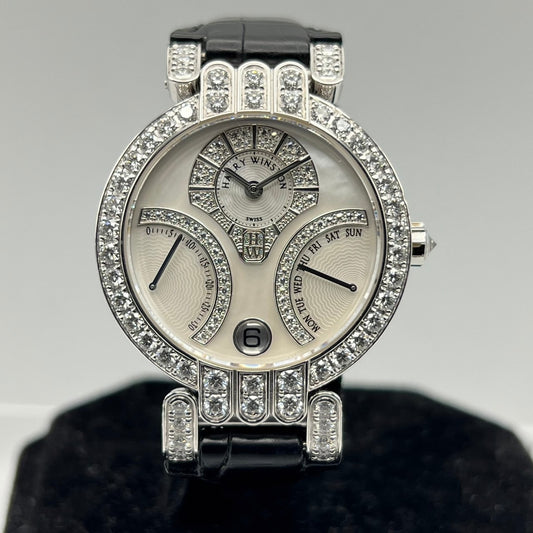 사전 소유의 Harry Winston Premiere 200/UABI34WL.md2/00 White Shell 34mm