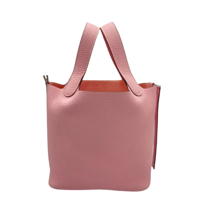 Hermes Picotin Lock PM Rose Sakura Torillon Clemence Silver Metal Fittings B 조각.