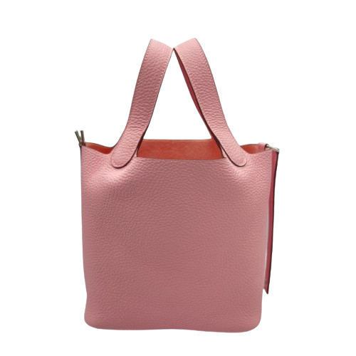 Hermes Picotin Lock PM Rose Sakura Torillon Clemence Silver Metal Fittings B 조각.
