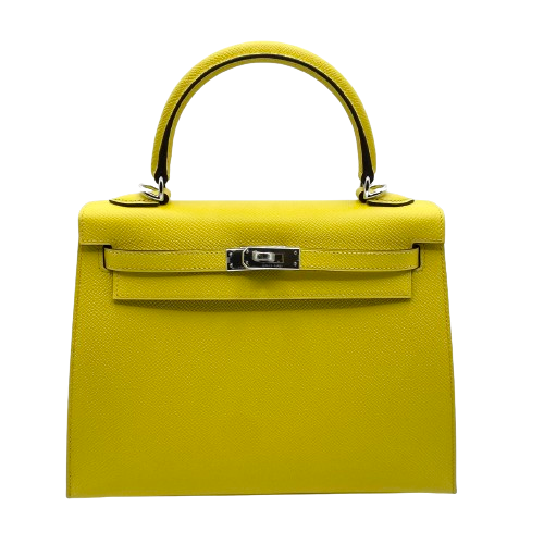 [현금 가격] Hermes Kelly 25 Jaune Naples Epson Silver Fittings B 새겨 져