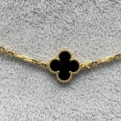 미리 소유 한 [정가에 따라! Van Van Cleef & Arpels 빈티지 Alhambra Long Necklace VCARA43100 옐로우 골드 ONYX 20 MOTIF