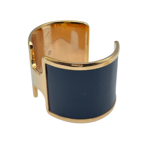 Pre-Owned Hermes Olamp Bangle T2 Black/Rose Gold GP/Leather