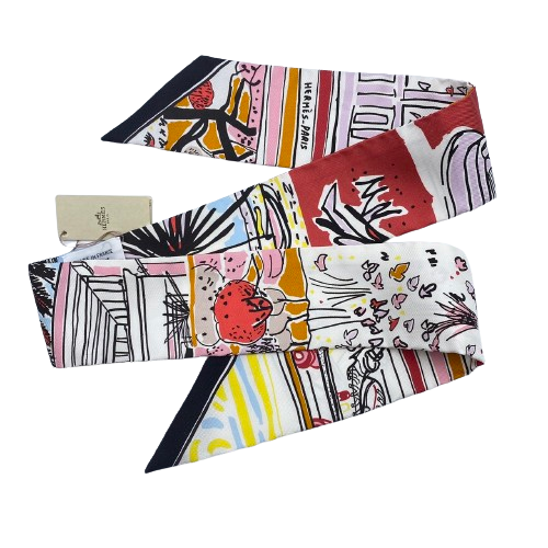 헤르메스 Twilly Rayures d 'etet Silk Twill
