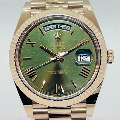 プレオウンド ロレックス デイデイト 228235 エバーローズゴールド オリーブグリーン ローマン 40mm