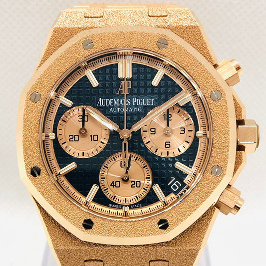 二手audemars Piguet Royal Oak 26239or.gg.1224or.01磨砂金蓝色Grand Tapestry