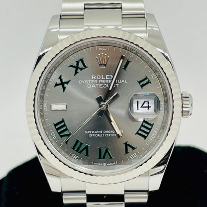 사전 소유의 롤렉스 데이트 주목 126234 슬레이트 로마 굴 팔찌 36mm