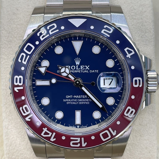GMT 마스터 II 126719Blro 굴 팔찌 블루 화이트 골드