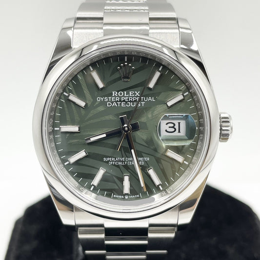 プレオウンド ロレックス デイトジャスト 126200 オリーブグリーン パームモチーフ 36mm
