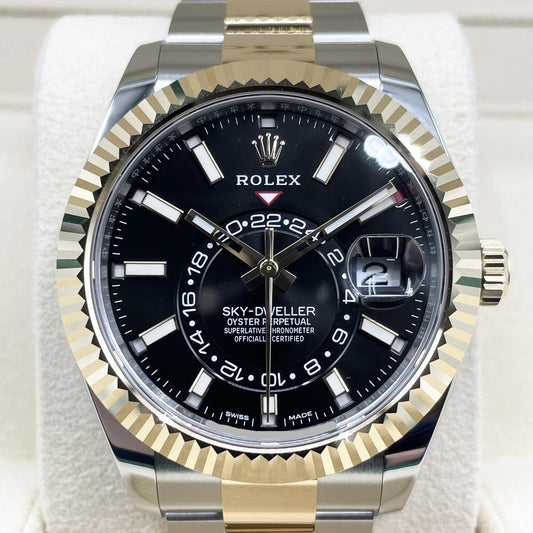 사전 소유의 롤렉스 스카이 거주자 326933 굴 팔찌 블랙 42mm