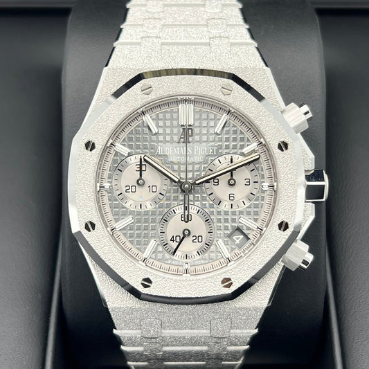 [전세계 200 대에 제한] Audemars Piguet Royal Oak Frosted Gold Chronograph 26239BC.GG.1224BC.01 회색 다이얼 41mm