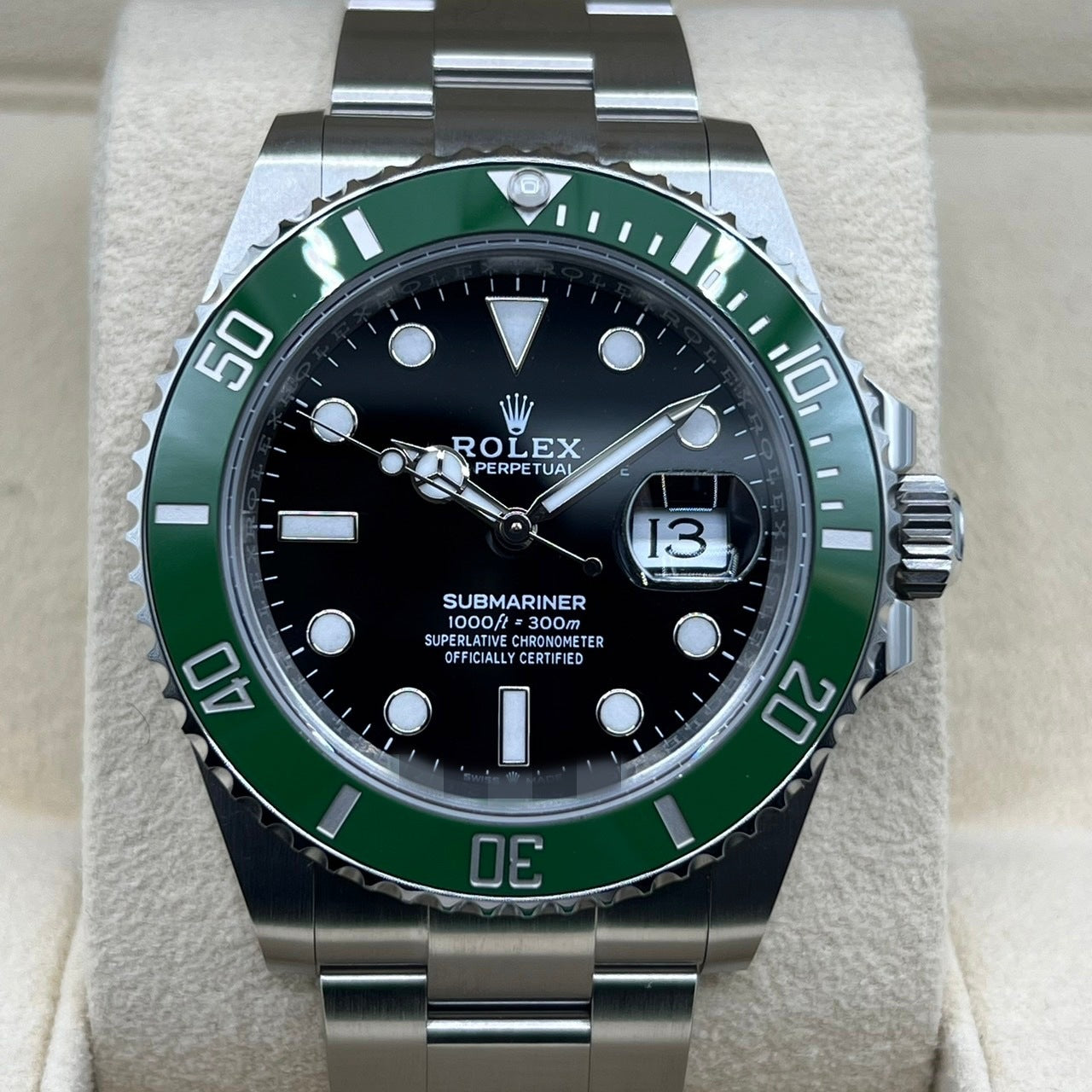 Pre-Owned Rolex Submariner Date 126610LV Oyster Bracelet Black Green 41mm