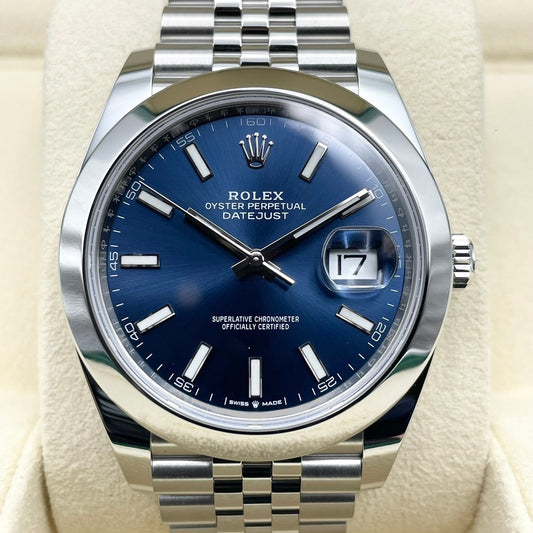 사전 소유의 롤렉스 날짜 주행 41 126300 Jubilee Bracelet Blue