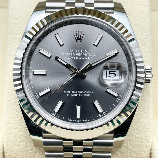 사전 소유의 롤렉스 데이트 주목 126334 슬레이트 희년 팔찌 41mm