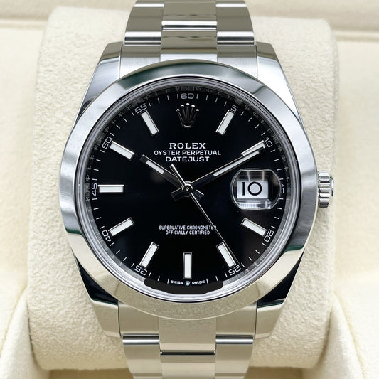 사전 소유의 롤렉스 날짜 주행 126300 블랙 굴 팔찌 41mm