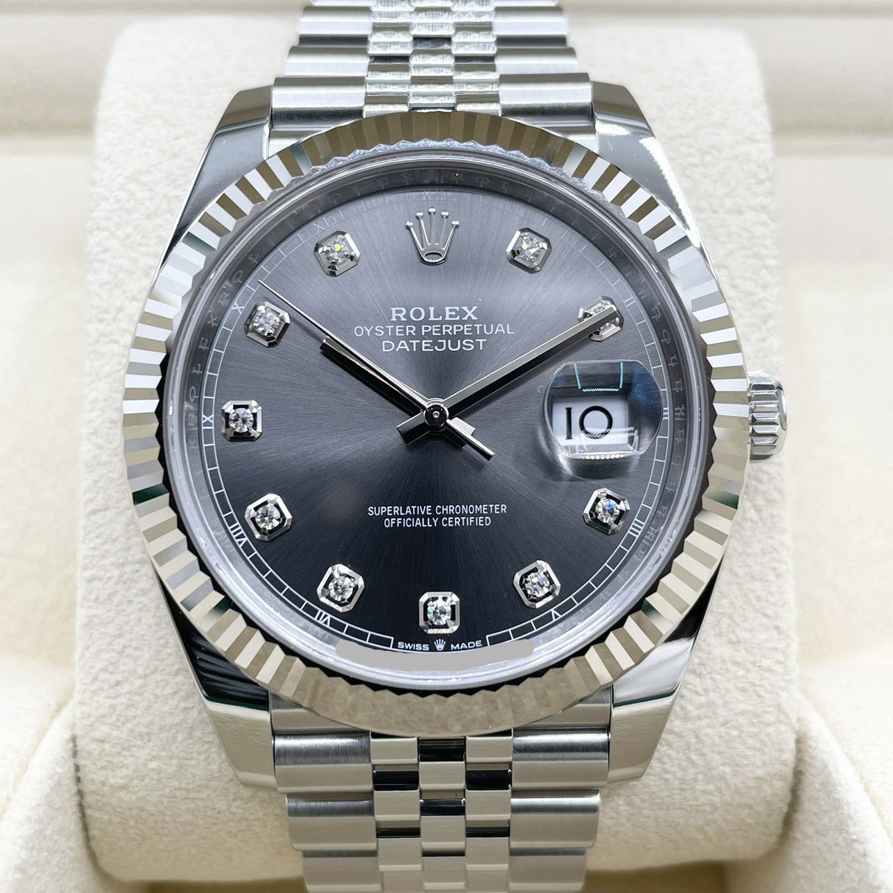 プレオウンド ロレックス デイトジャスト 126334G スレート 10Pダイヤ ジュビリーブレスレット 41mm