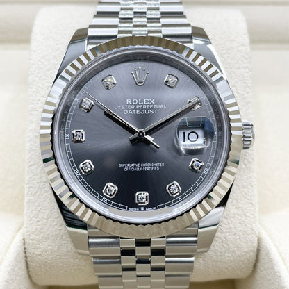 プレオウンド ロレックス デイトジャスト 126334G スレート 10Pダイヤ ジュビリーブレスレット 41mm