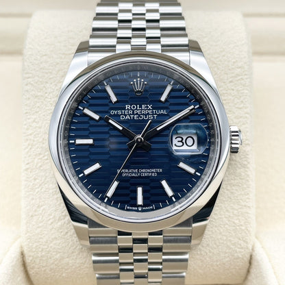 プレオウンド ロレックス デイトジャスト 126200 ブルー フルーテッドモチーフ ジュビリーブレスレット36mm