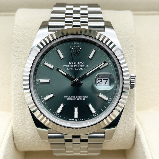 사전 소유의 롤렉스 날짜 주석 126334 민트 그린 쥬빌리 브레이슬릿 41mm