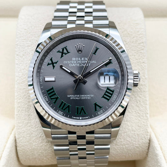 사전 소유의 롤렉스 데이트 주목 126234 슬레이트 로마 희년 팔찌 36mm