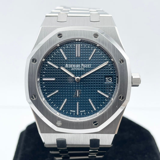 [50 주년 기념 로터 장착 모델] Audemars Pigemars Royal Oak Jumbo Extra Sin 16202st.oo.1240st.01 Blue Stainless Steel 39mm