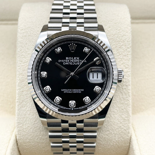 사전 소유의 롤렉스 데이트 주목 126234G 블랙 희년 팔찌 36mm