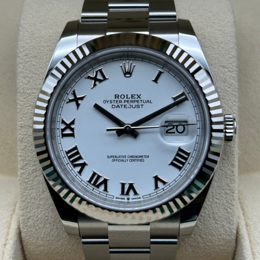 사전 소유의 롤렉스 데이트 주목 126334 화이트 로마 굴 팔찌 41mm