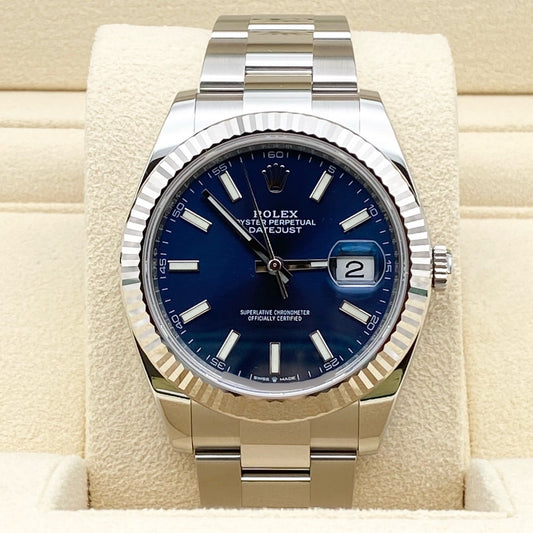 プレオウンド ロレックス デイトジャスト 126334 オイスターブレス ブライトブルー フルーテッドベゼル41ｍｍ