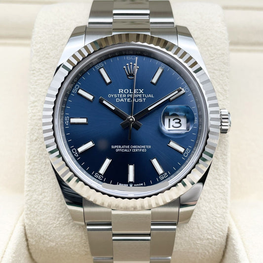 プレオウンド ロレックス デイトジャスト 126334 オイスターブレス ブライトブルー フルーテッドベゼル41ｍｍ