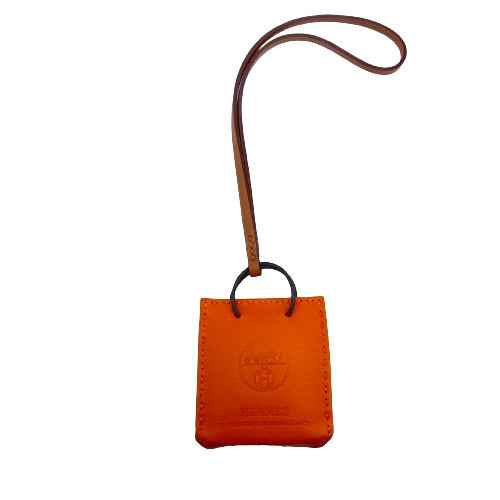 Hermes Sac Orange Bag Charm PM Foo/Gold Swift