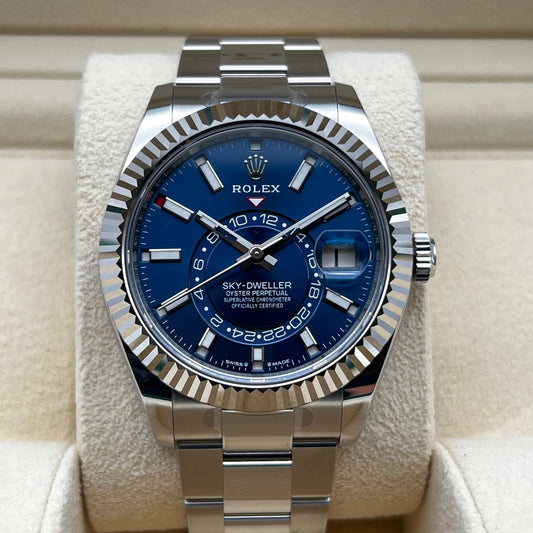사전 소유의 롤렉스 스카이 거주자 336934 밝은 파란색 굴 팔찌 42mm