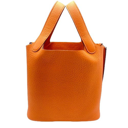 Hermes Picotin Lock PM Orange Torillon Clemence Silver Metal Fittings w 새겨 져
