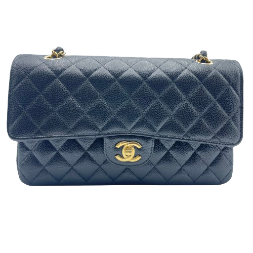 Chanel Matelasse 25 黑色鱼子酱肤色金色五金配件