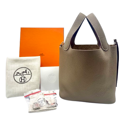 Hermes Picotin Lock PM Etoupe Torillon Clemence Silver Fittings w 새겨 져