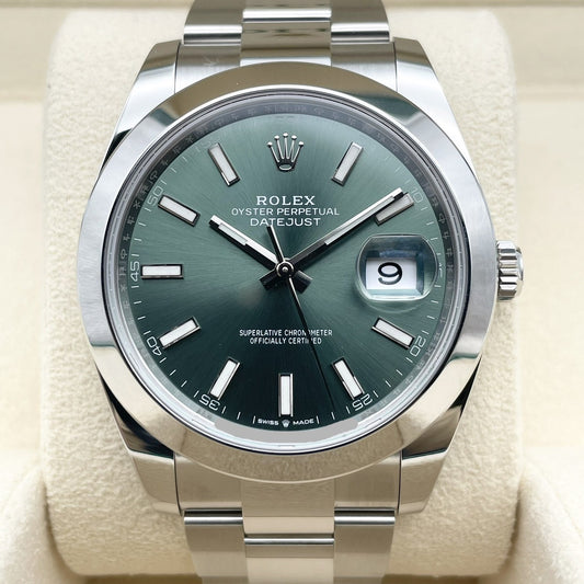 プレオウンド ロレックス デイトジャスト 126300 ミントグリーン オイスターブレスレット 41mm